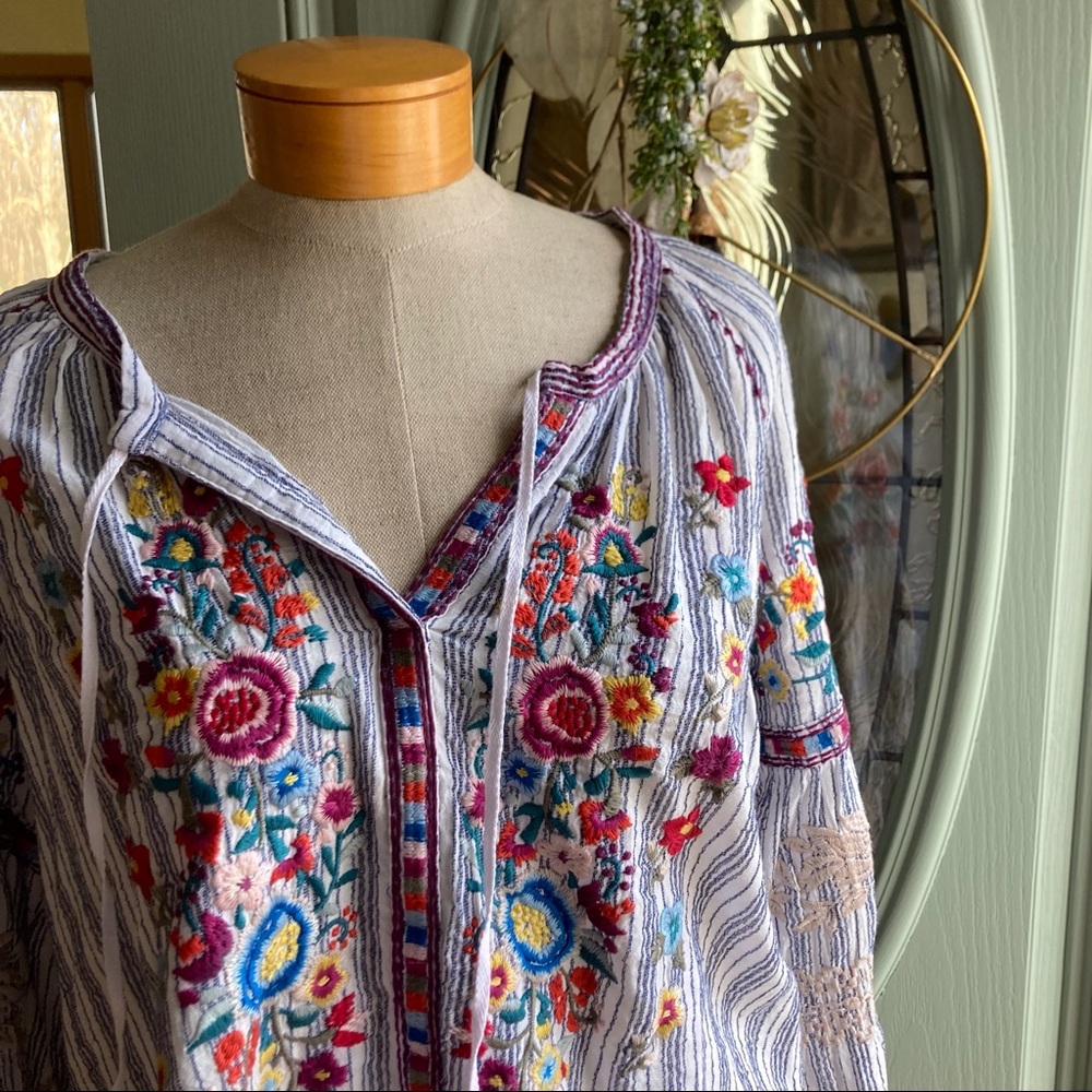 NWT Johnny Was Embroidered Cotton Blouse